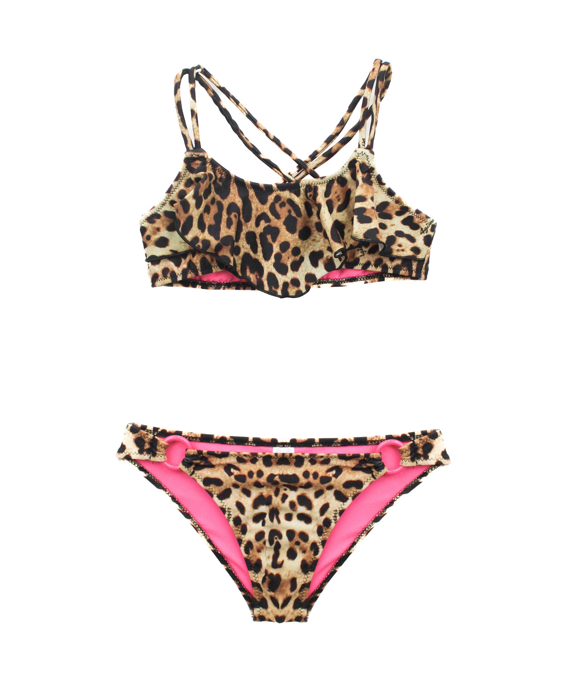 4GIVENESS Costume Bikini a Fascia Fantasia Maculata per Bambine
