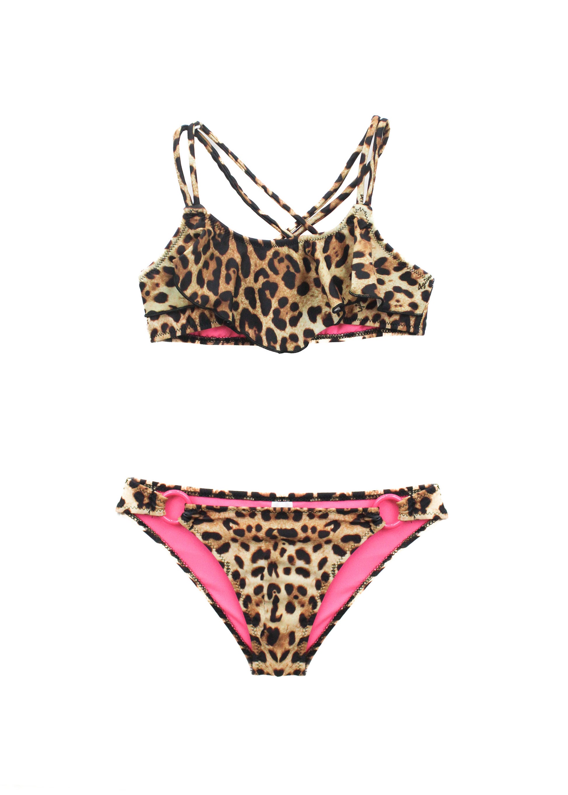 4GIVENESS Costume Bikini a Fascia Fantasia Maculata per Bambine