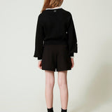 Twinset Kids Shorts Neri con Volant per Bambine