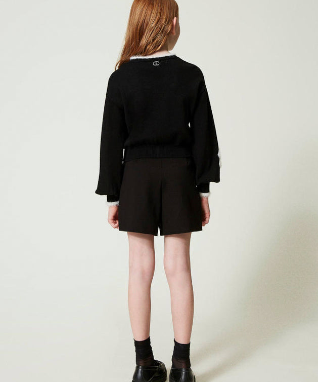 Twinset Kids Shorts Neri con Volant per Bambine