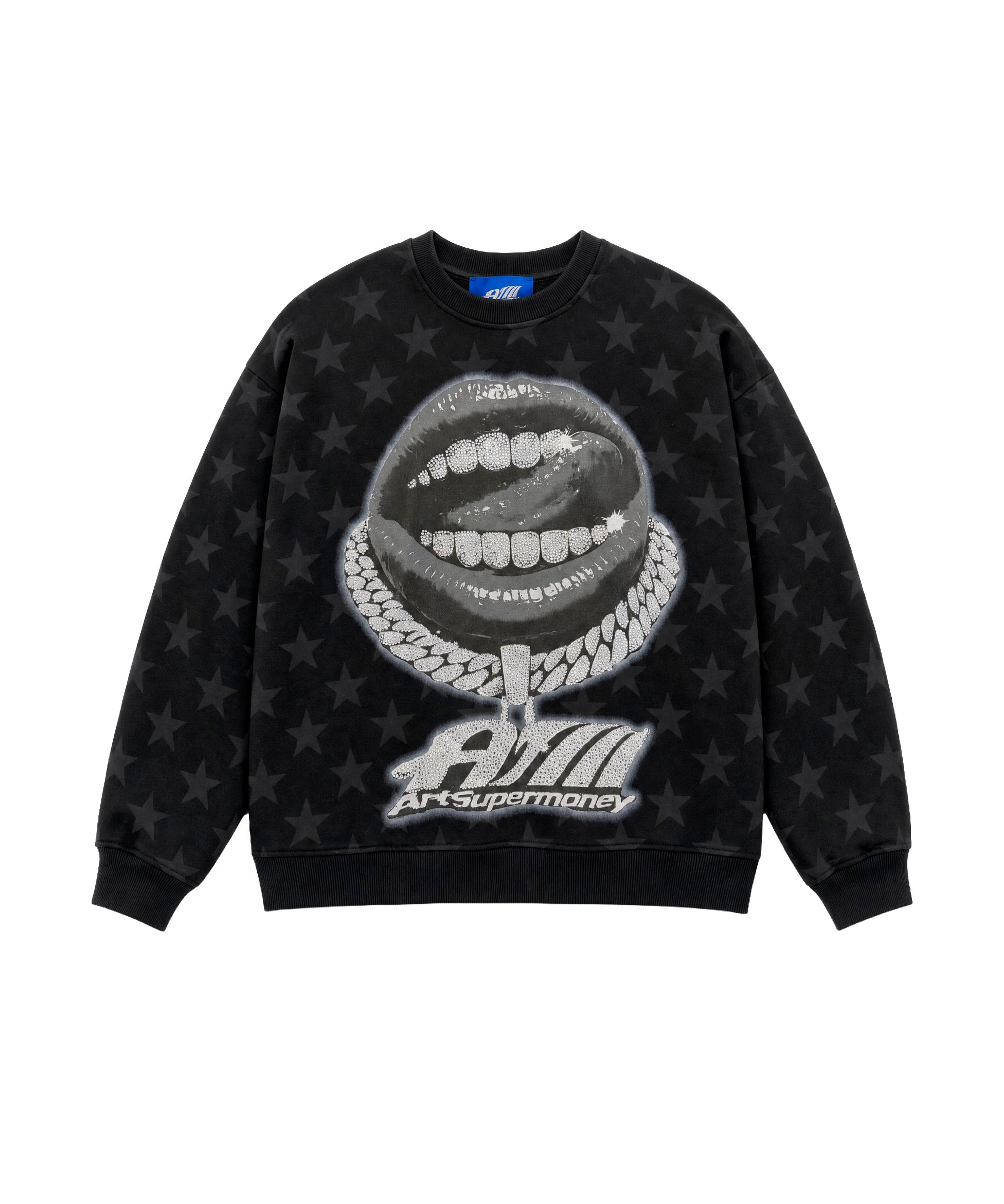 Art Super Money Kids Felpa Nero Fantasia Stelle Stampa Grillz Strass per Bambini