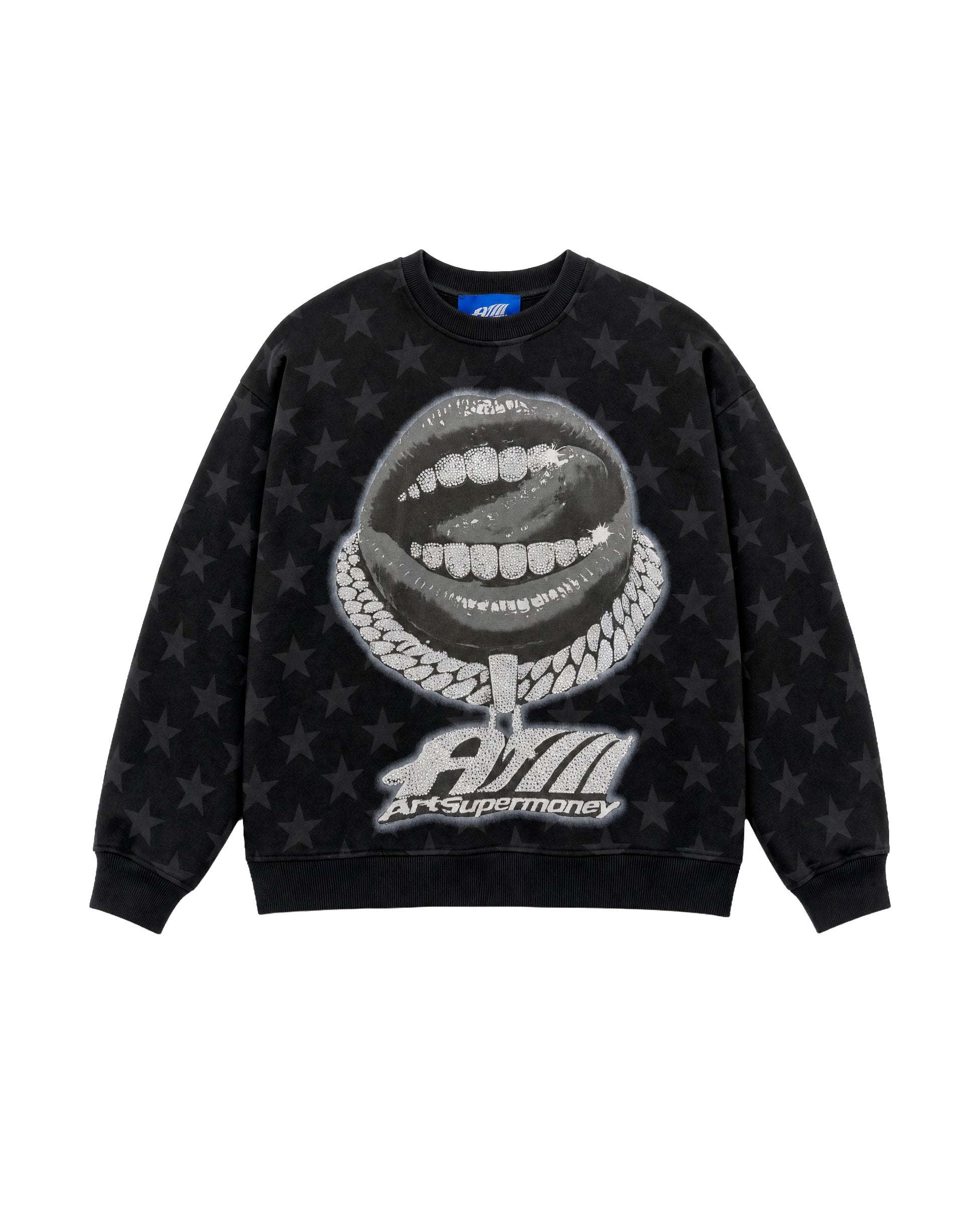 Art Super Money Kids Felpa Nero Fantasia Stelle Stampa Grillz Strass per Bambini