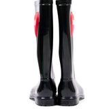 Moschino Kids Stivale Nero Lucido con Cuore e Logo per Bambine