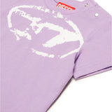 Diesel Kids Lilac Used Effect T-shirt with Oval D for Baby Girls