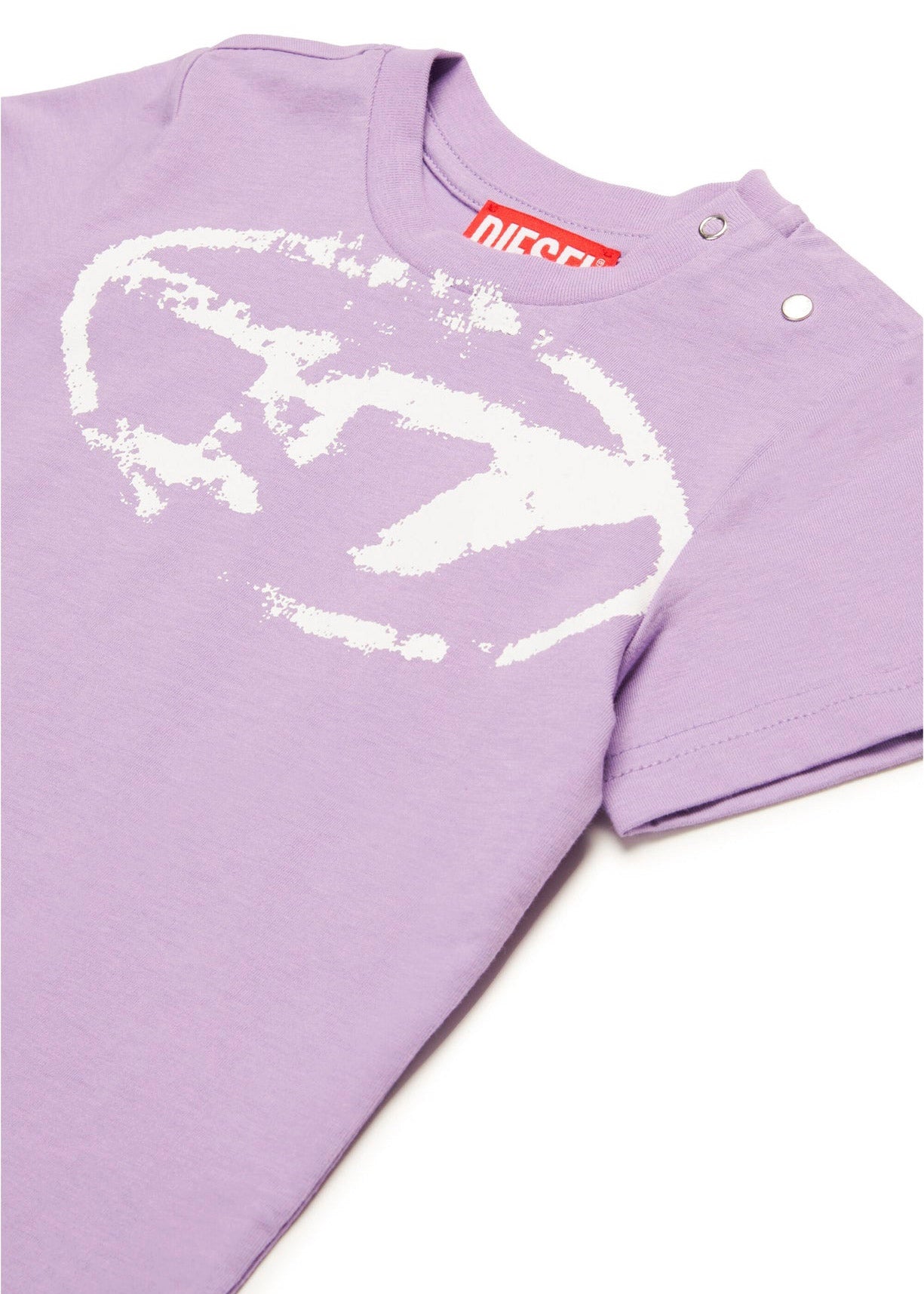 Diesel Kids T-shirt Lilla Used Effect con Oval D per Neonate