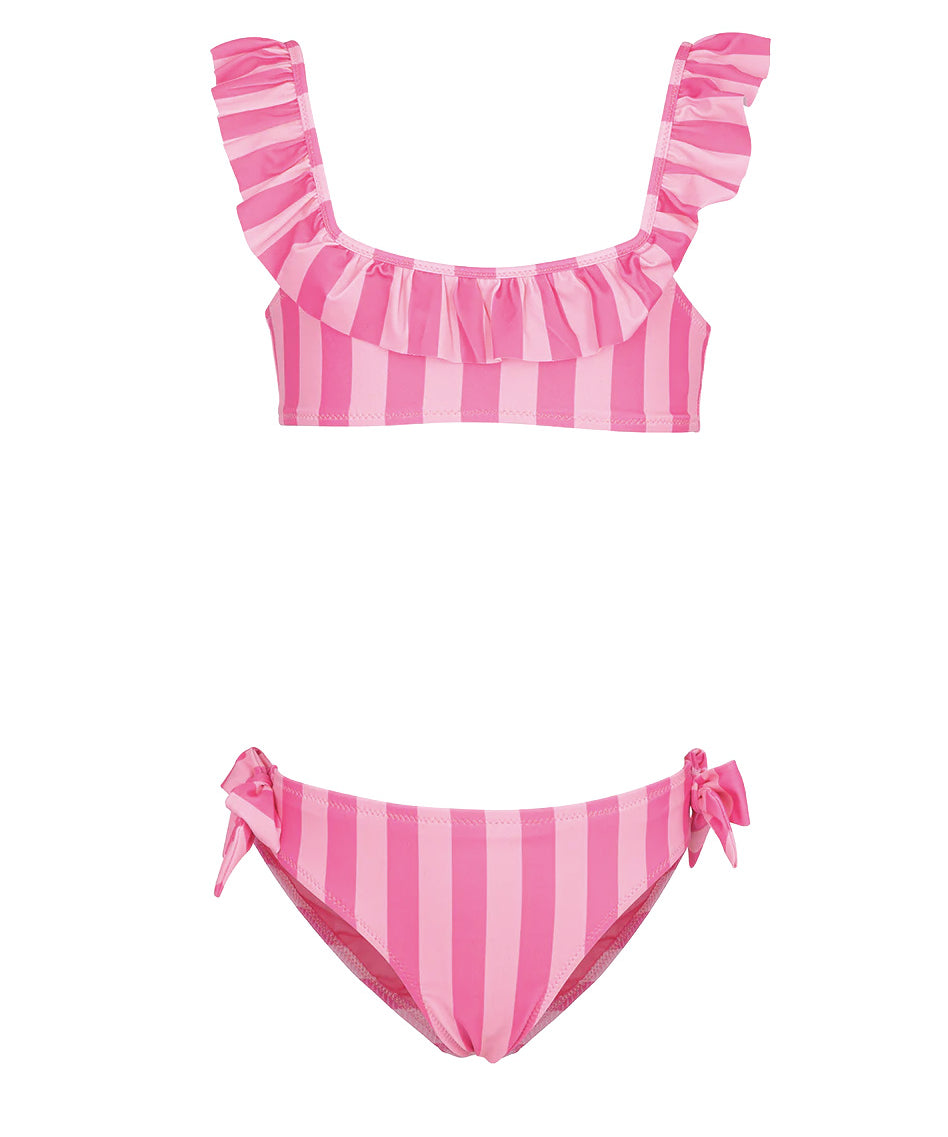 F**K Kids Costume Due Pezzi Fantasia a Strisce Rosa per Bambine