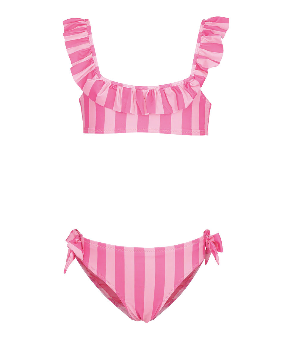 F**K Kids Costume Due Pezzi Fantasia a Strisce Rosa per Bambine