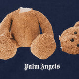 Palm Angels Kids Felpa Blu con Stampa Teddy per Neonati