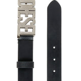 Diesel Kids Cintura in Pelle Nera con Fibbia Logo Metallica per Bambini
