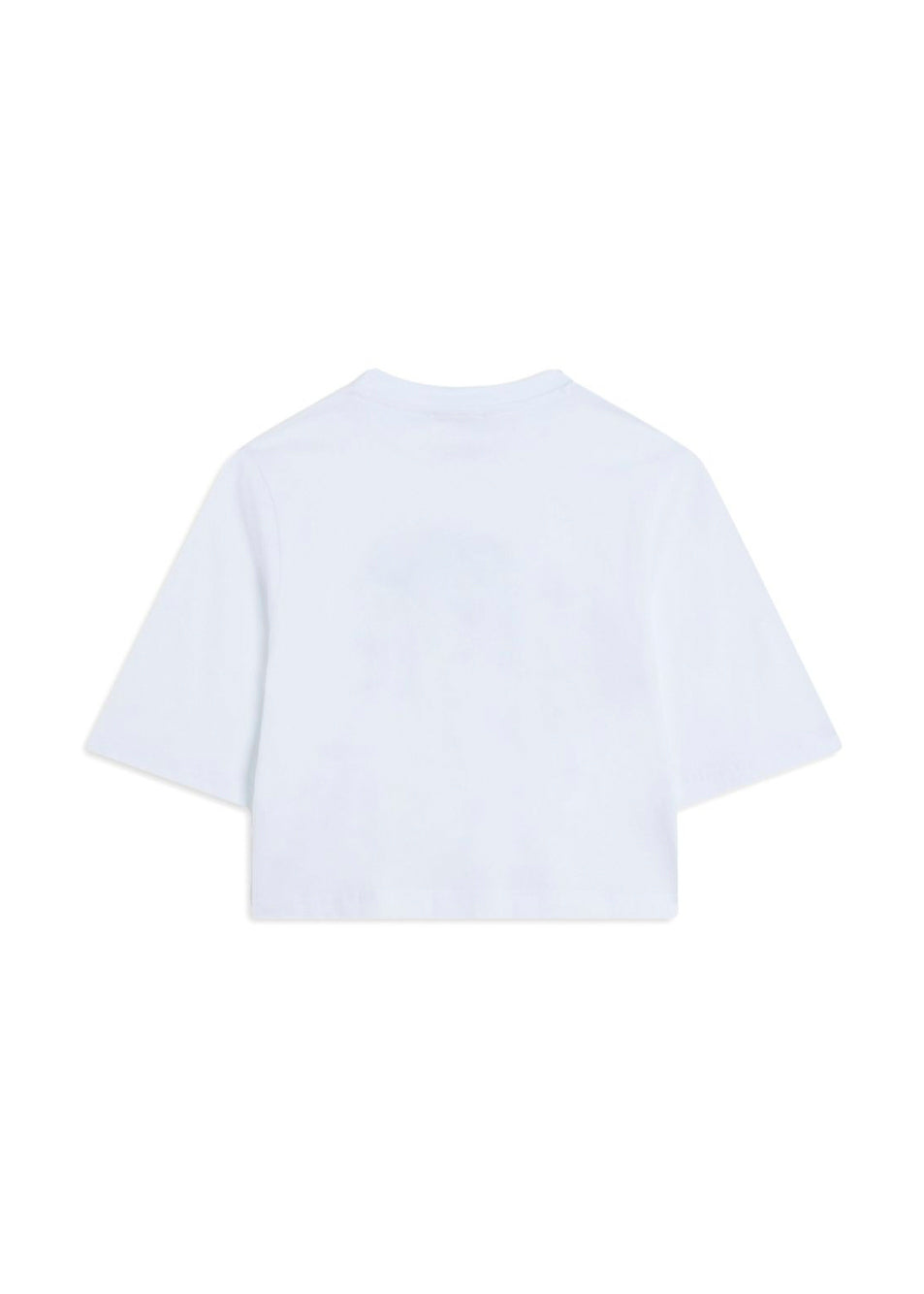 MSGM Kids T-Shirt Crop Bianca Cheer per Bambine