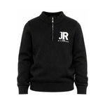 John Richmond Kids Maglione Nero con Mezza Zip e Logo Ricamato Bianco per Bambini
