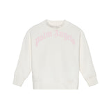 Palm Angels Kids Felpa Panna/Rosa con Logo Stampato per Bambine