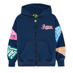 Barrow Kids Felpa Blu con Cappuccio e Maniche e Stampe Multicolor per Bambine