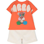 Barrow Kids Completo T-shirt e Short Arancione/Crema retro 