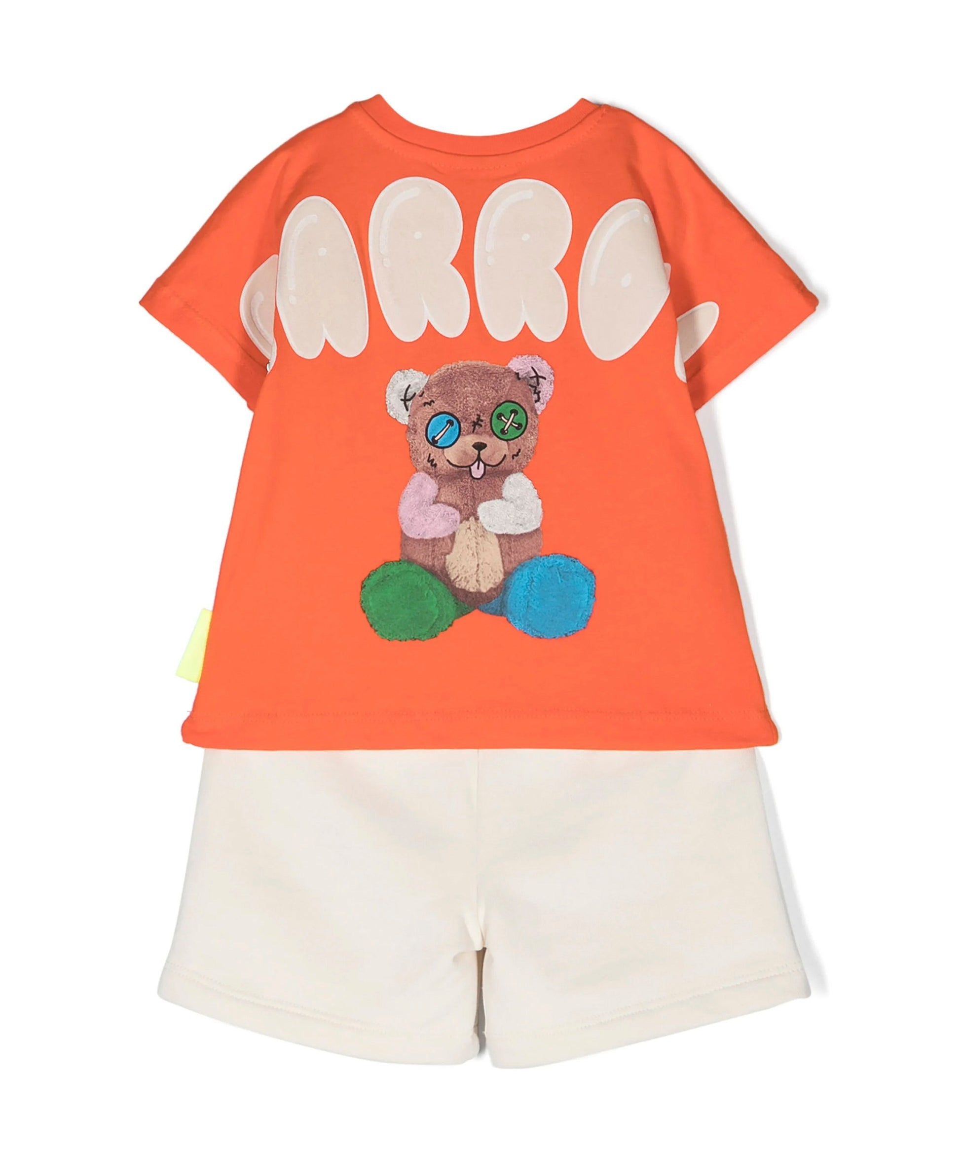 Barrow Kids Completo T-shirt e Short Arancione/Crema retro 