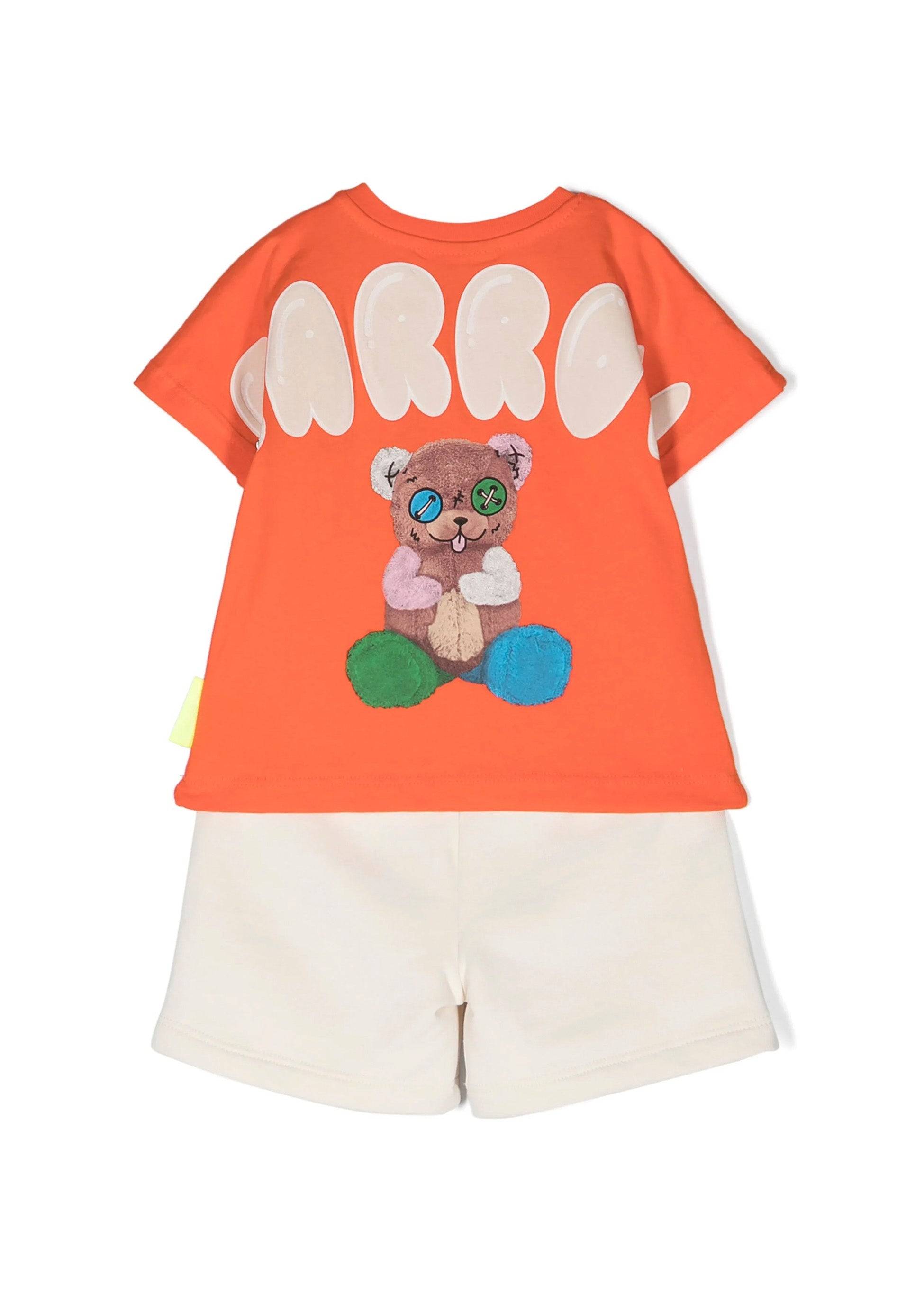 Barrow Kids Completo T-shirt e Short Arancione/Crema retro 