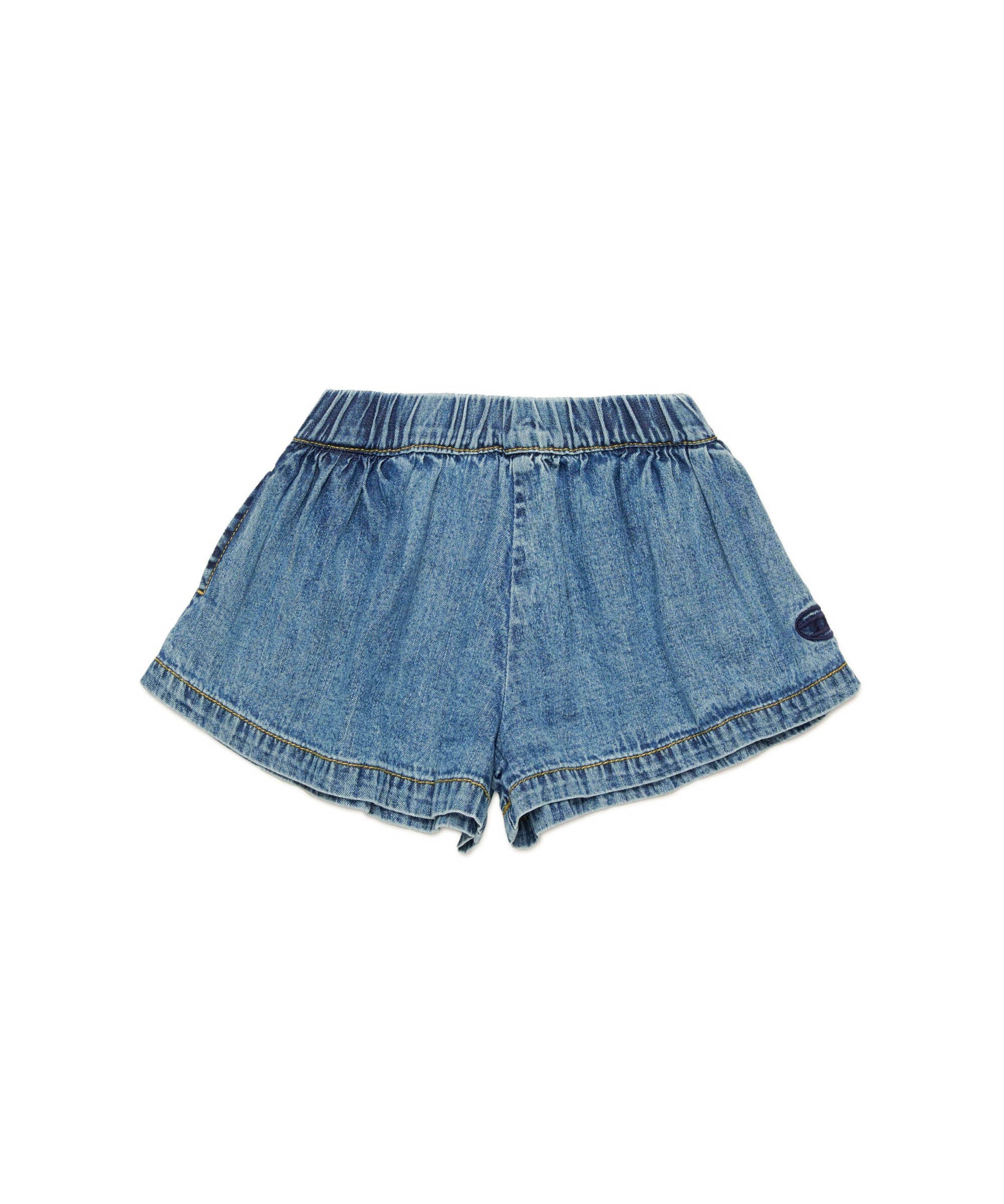 Diesel Kids Short di Jeans con Logo Oval D per Neonate