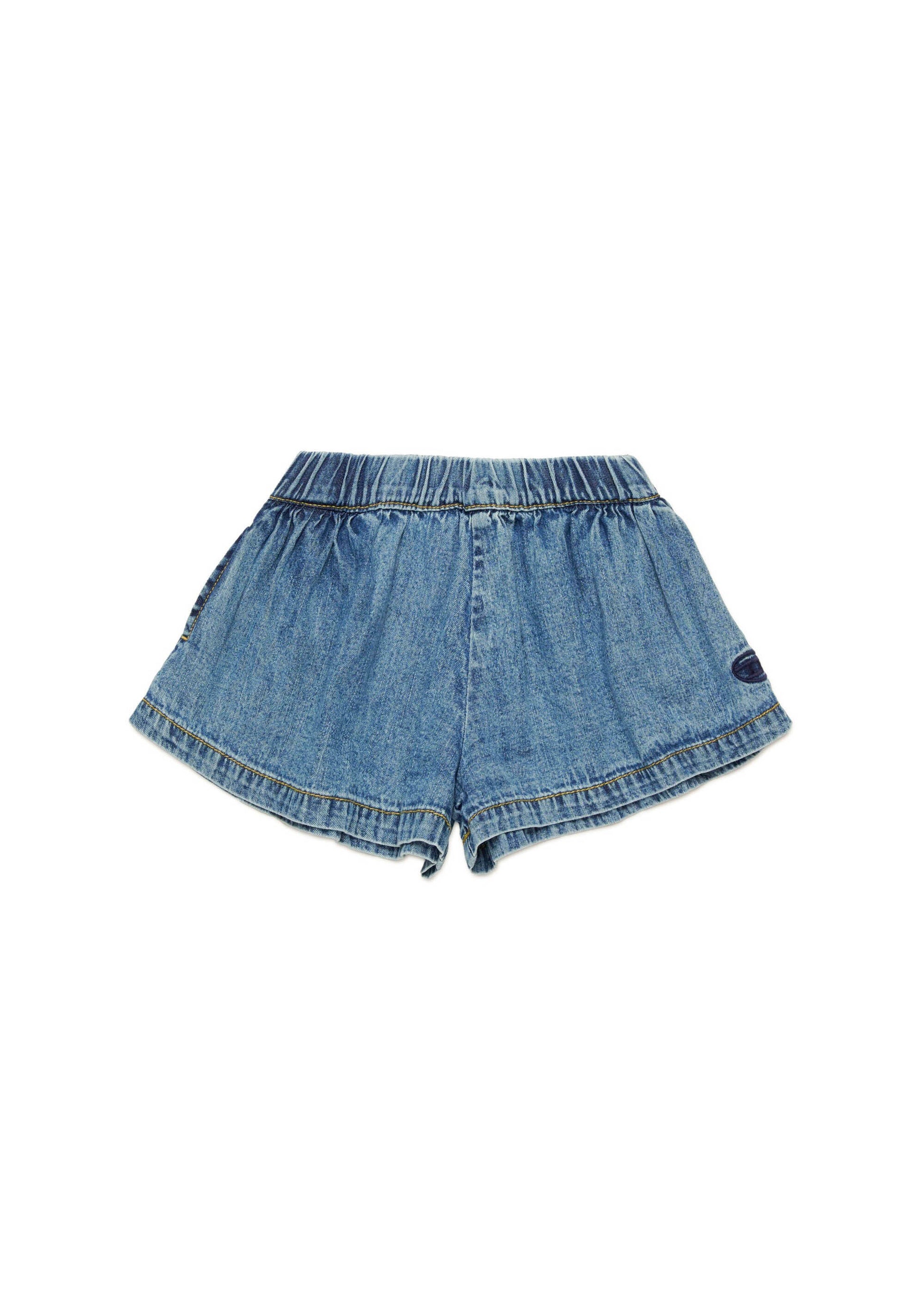 Diesel Kids Short di Jeans con Logo Oval D per Neonate