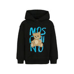 Moschino Kids Felpa con Cappuccio Nera con Stampa per Bambini