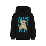 Moschino Kids Felpa con Cappuccio Nera con Stampa per Bambini
