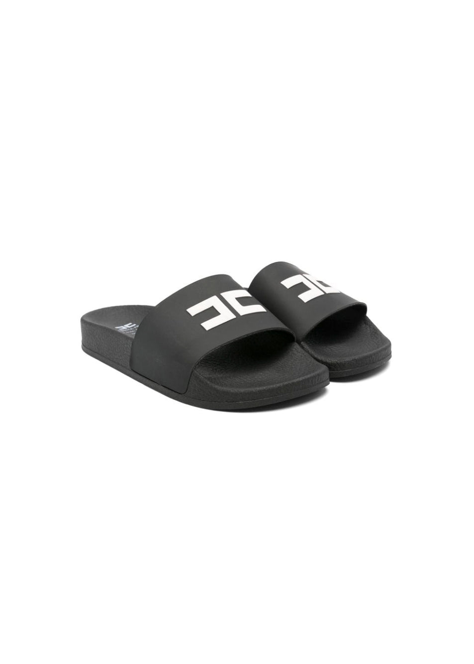 Elisabetta Franchi La Mia Bambina Ciabatta Nera con Logo Jacquard