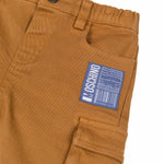 Moschino Kids Pantaloni Cammello con Tasconi per Neonati