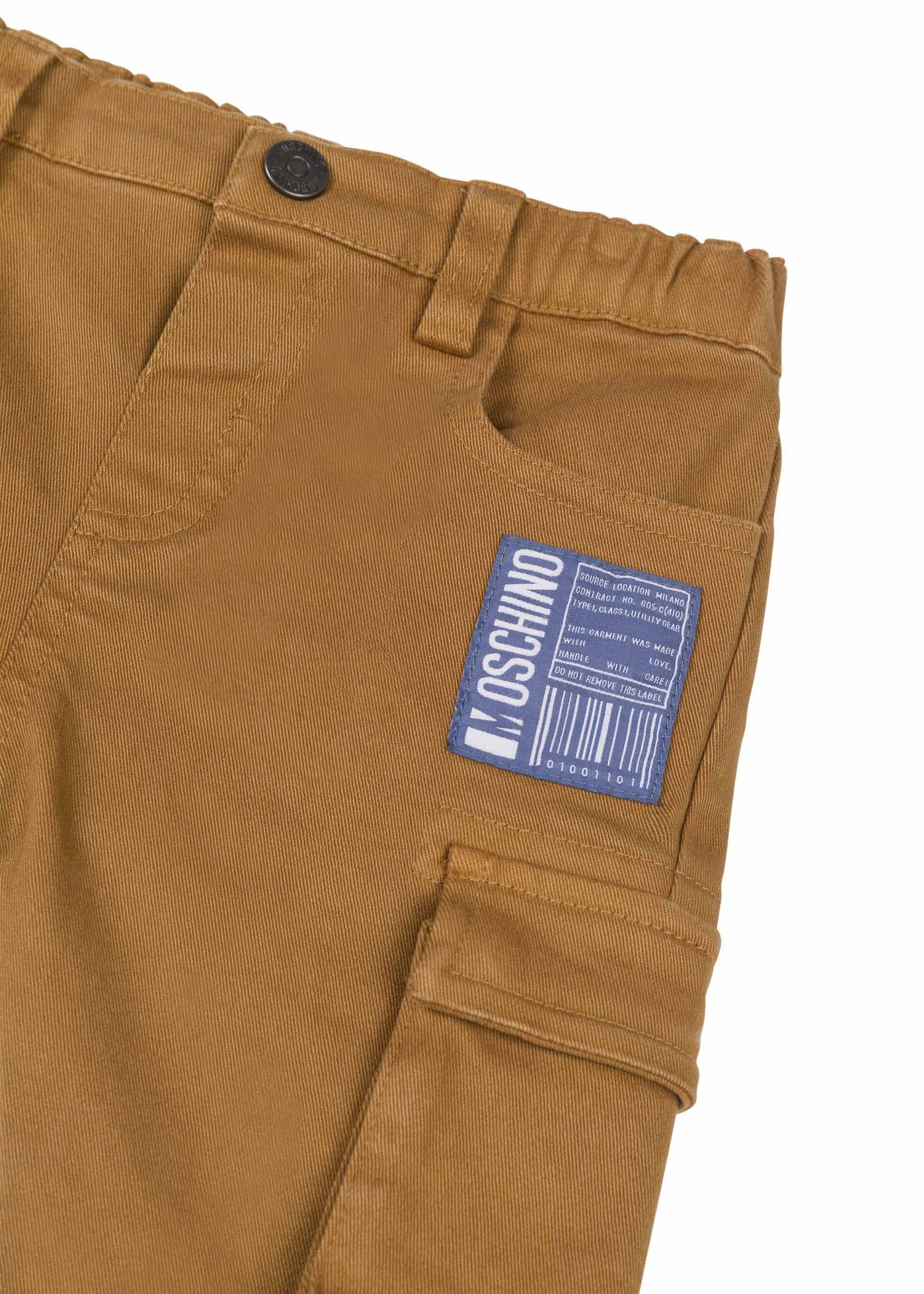 Moschino Kids Pantaloni Cammello con Tasconi per Neonati