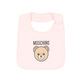 Moschino Kids Set Nascita Rosa con Tutina, Cappellino e Bavaglino con Stampa Teddy Bear e Logo per Neonate