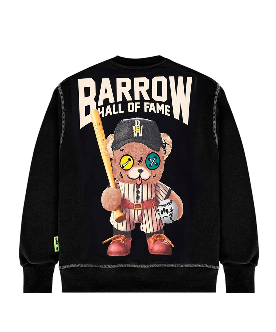 Barrow Kids Felpa Girocollo Nera Stampa Retro per Bambini