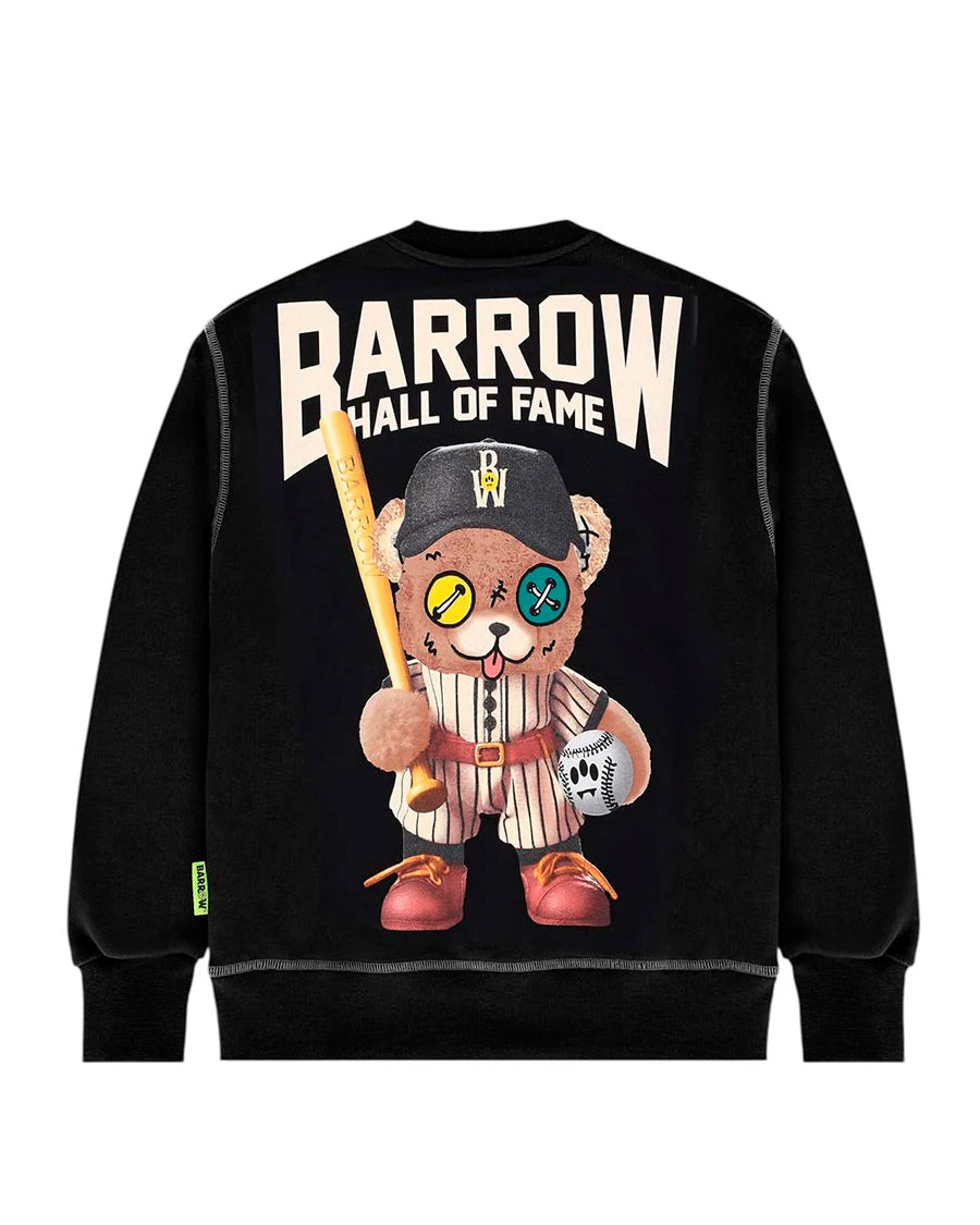 Barrow Kids Felpa Girocollo Nera Stampa Retro per Bambini