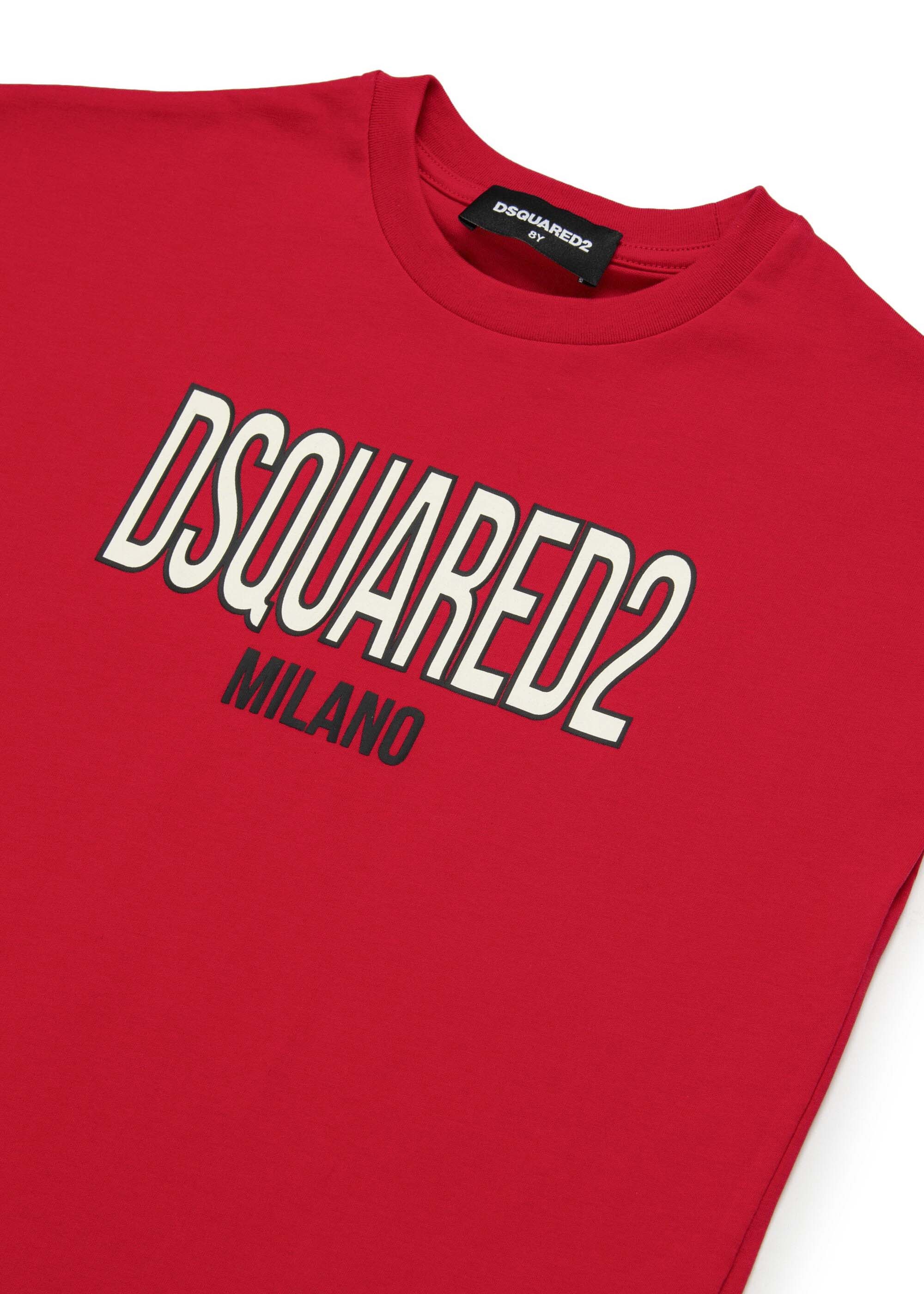 Dsquared2 Kids T-Shirt Smanicata Rossa con Logo per Bambini
