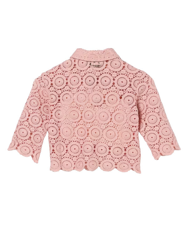 Twinset Kids Camicia Rosa in Pizzo per Bambine