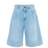 Palm Angels Kids Bermuda in Denim con Logo sul Retro per Bambini