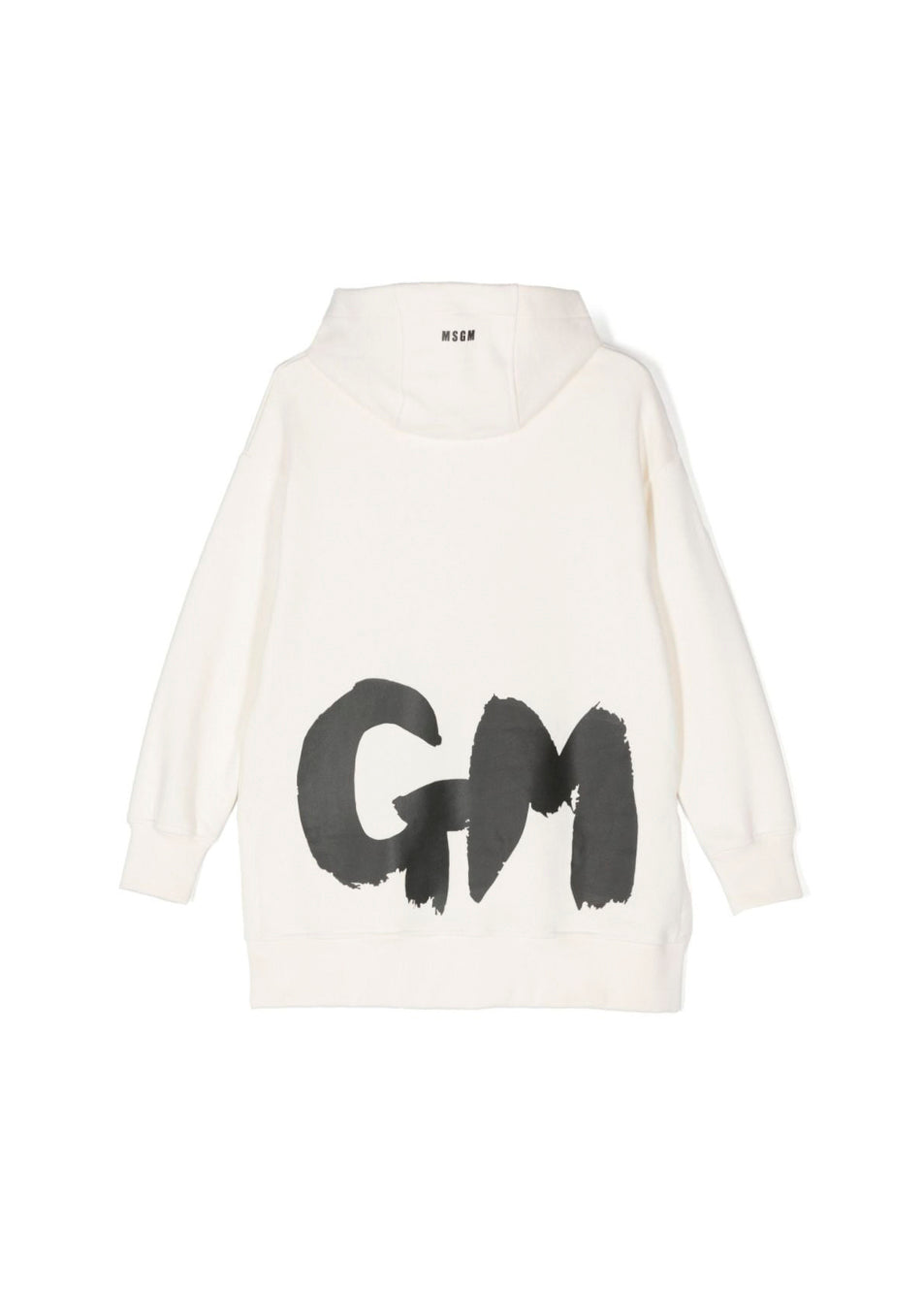 MSGM Kids Abito Crema con Cappuccio con Logo per Bambine