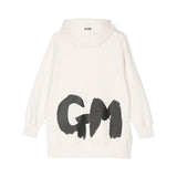 MSGM Kids Abito Crema con Cappuccio con Logo per Bambine