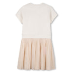 Michael Kors Kids Abito Crema con Gonna Plissettata per Bambine