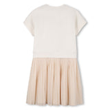 Michael Kors Kids Abito Crema con Gonna Plissettata per Bambine