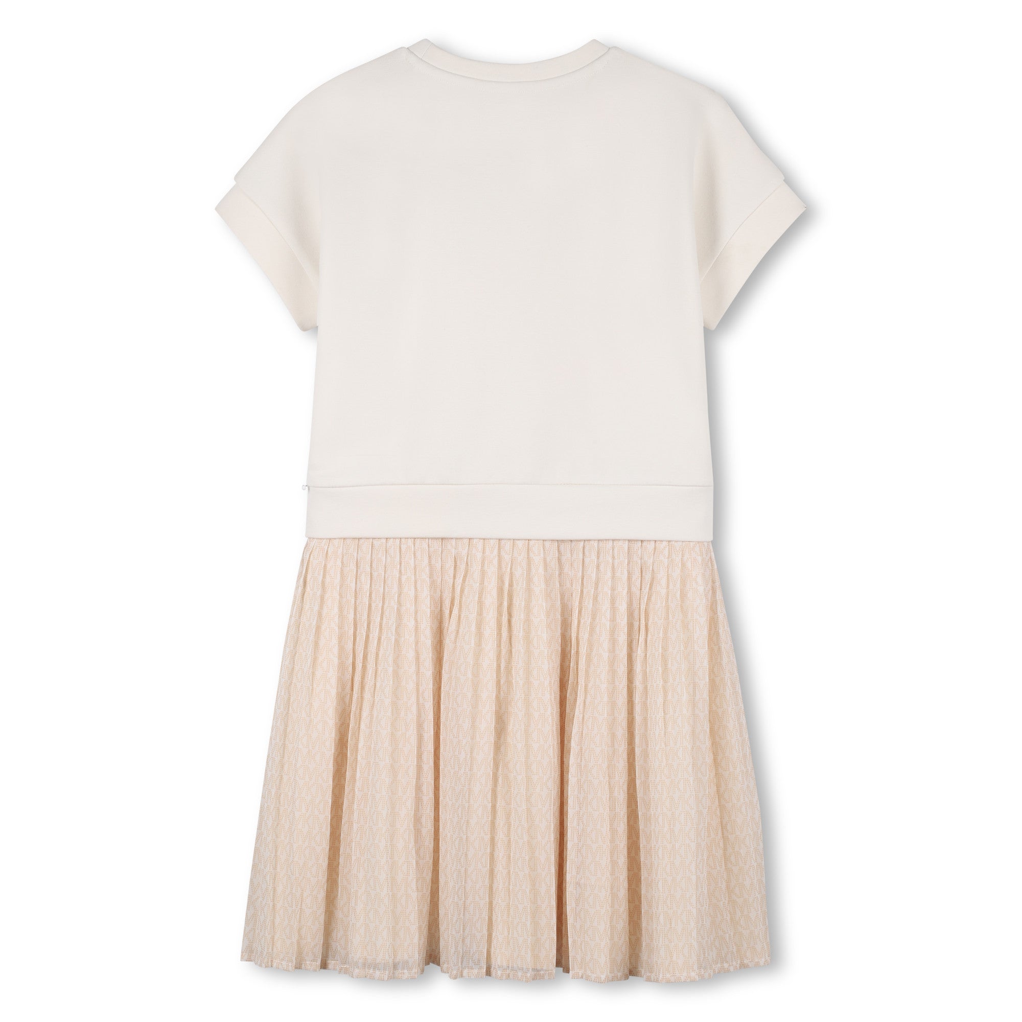 Michael Kors Kids Abito Crema con Gonna Plissettata per Bambine