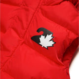 Dsquared2 Kids Giubbino Smanicato Rosso con Logo Leaf per Bambini (dettaglio)