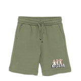 Moschino Kids Short Verde Oliva con Stampa Logo Teddy Bear per Bambini