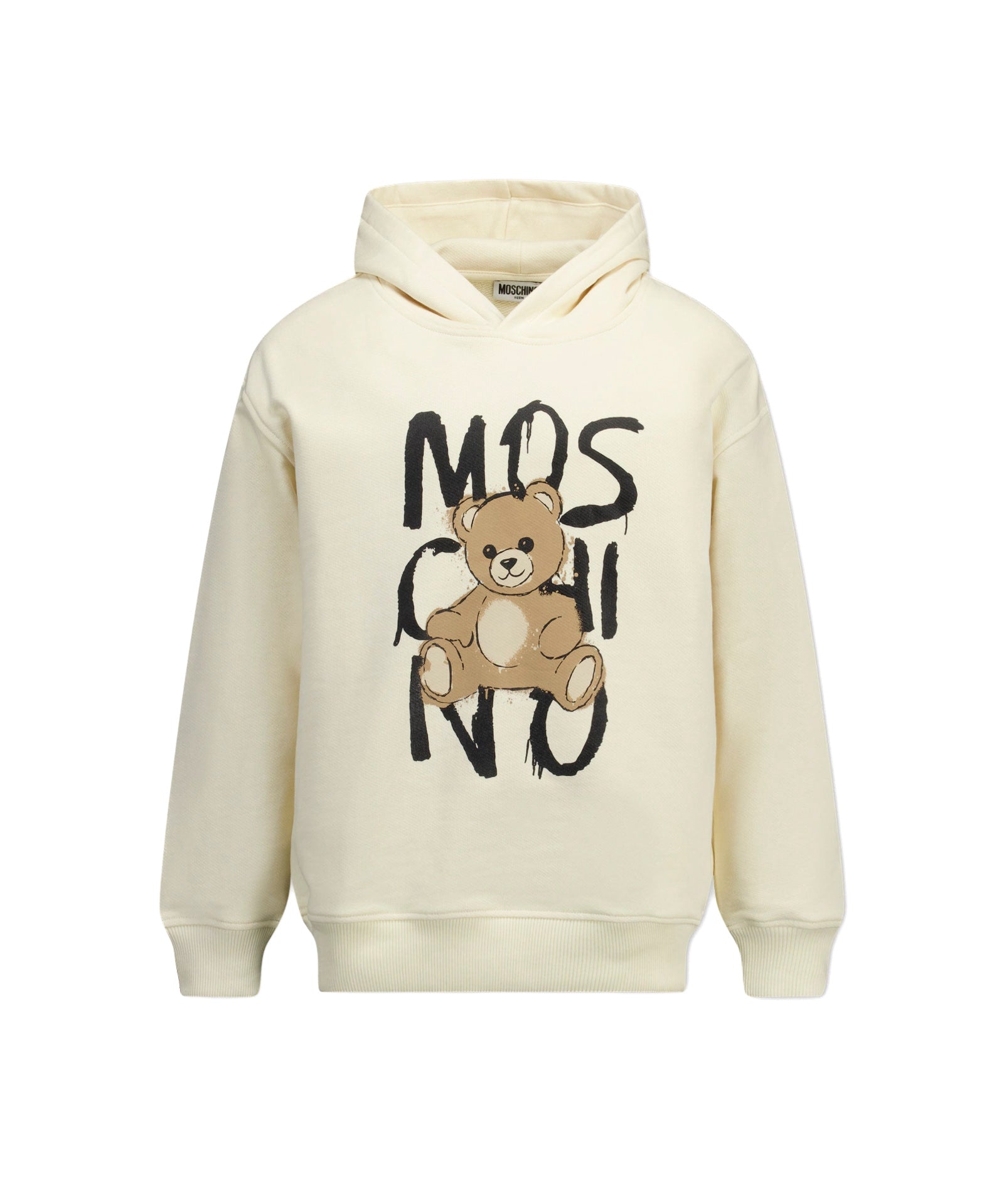Moschino Kids Felpa con Cappuccio Avorio con Stampa per Bambini