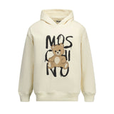 Moschino Kids Felpa con Cappuccio Avorio con Stampa per Bambini