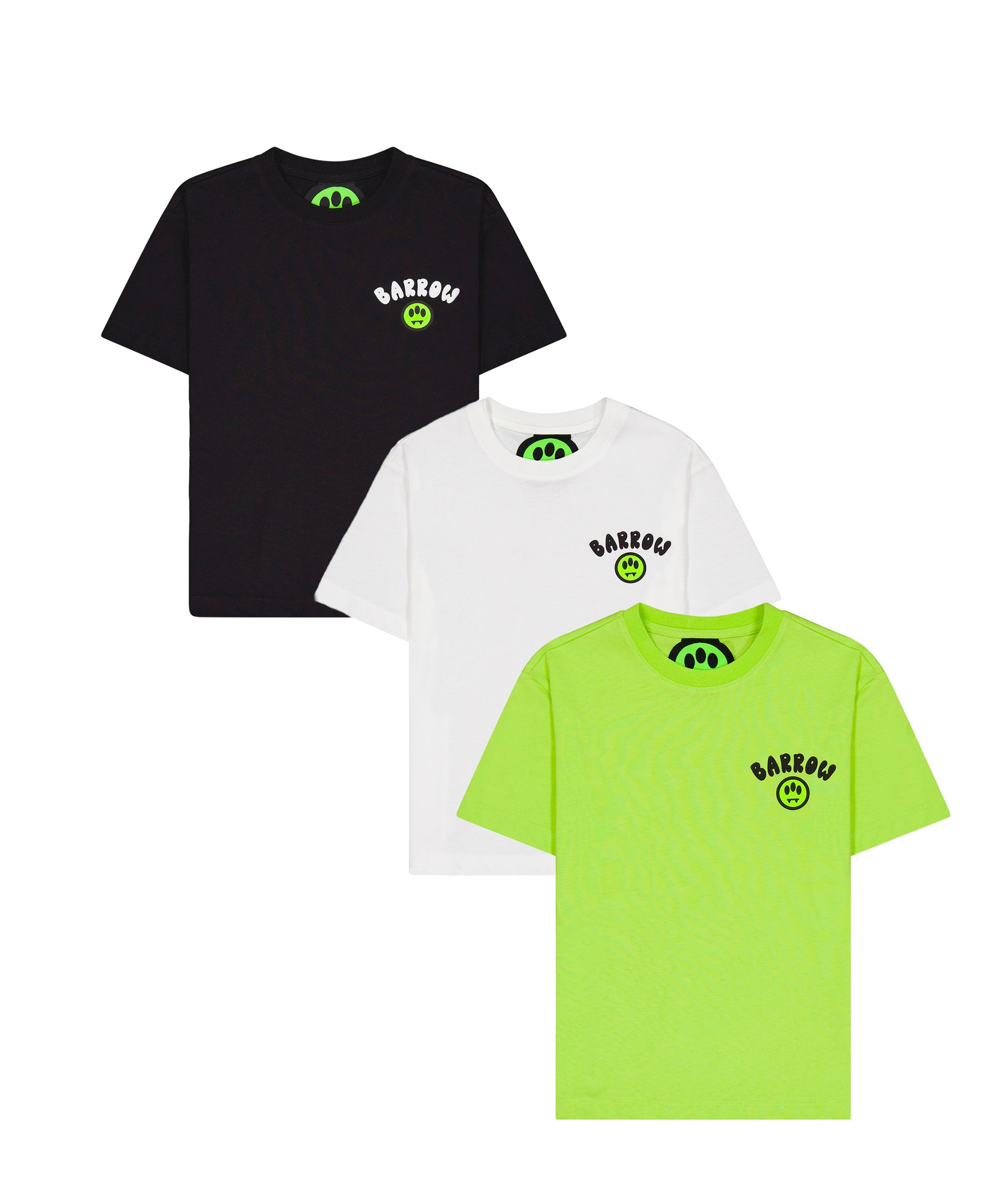 Barrow Kids T-shirt Set Nero/Bianco/Lime con Smile per Bambini