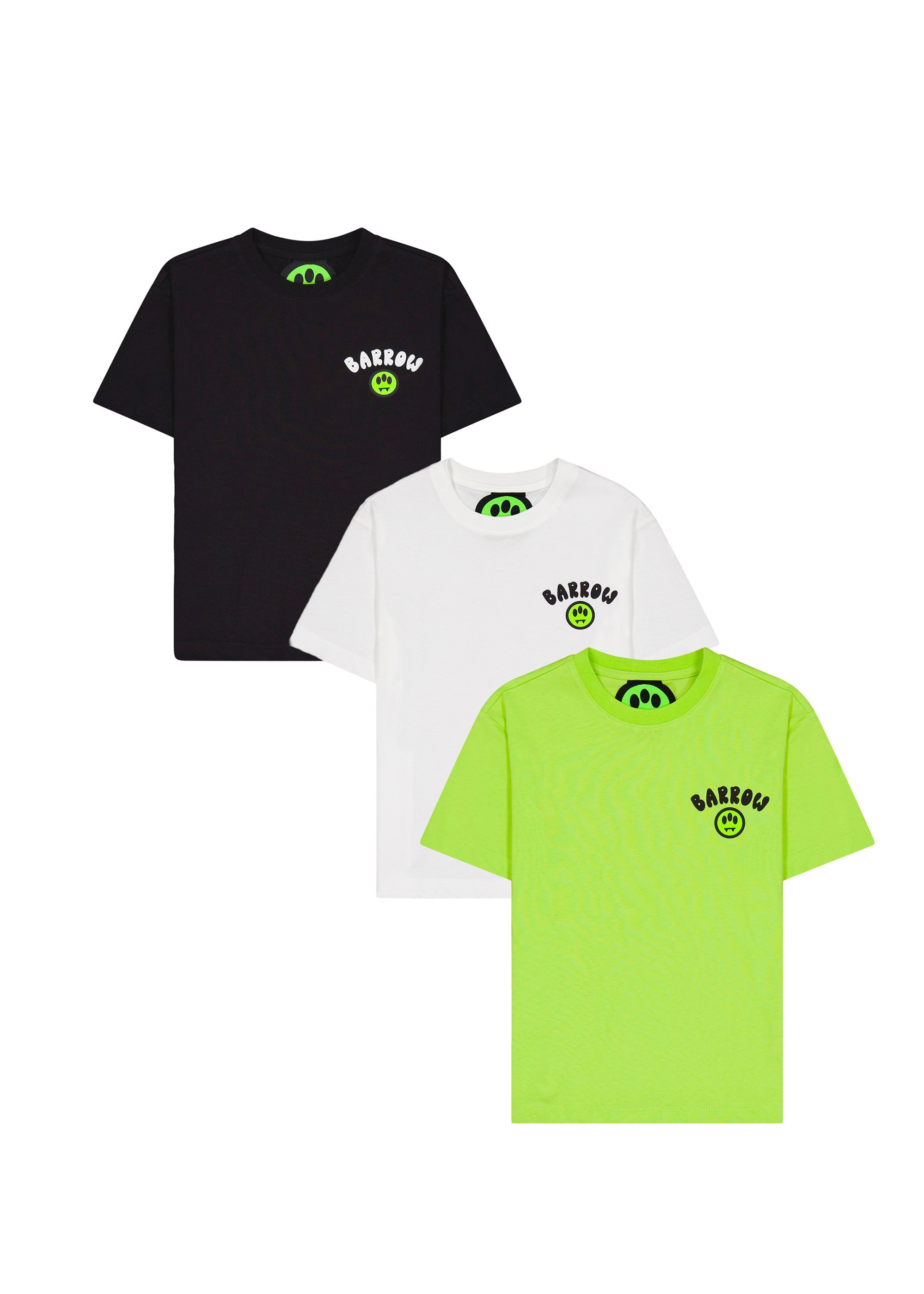 Barrow Kids T-shirt Set Nero/Bianco/Lime con Smile per Bambini