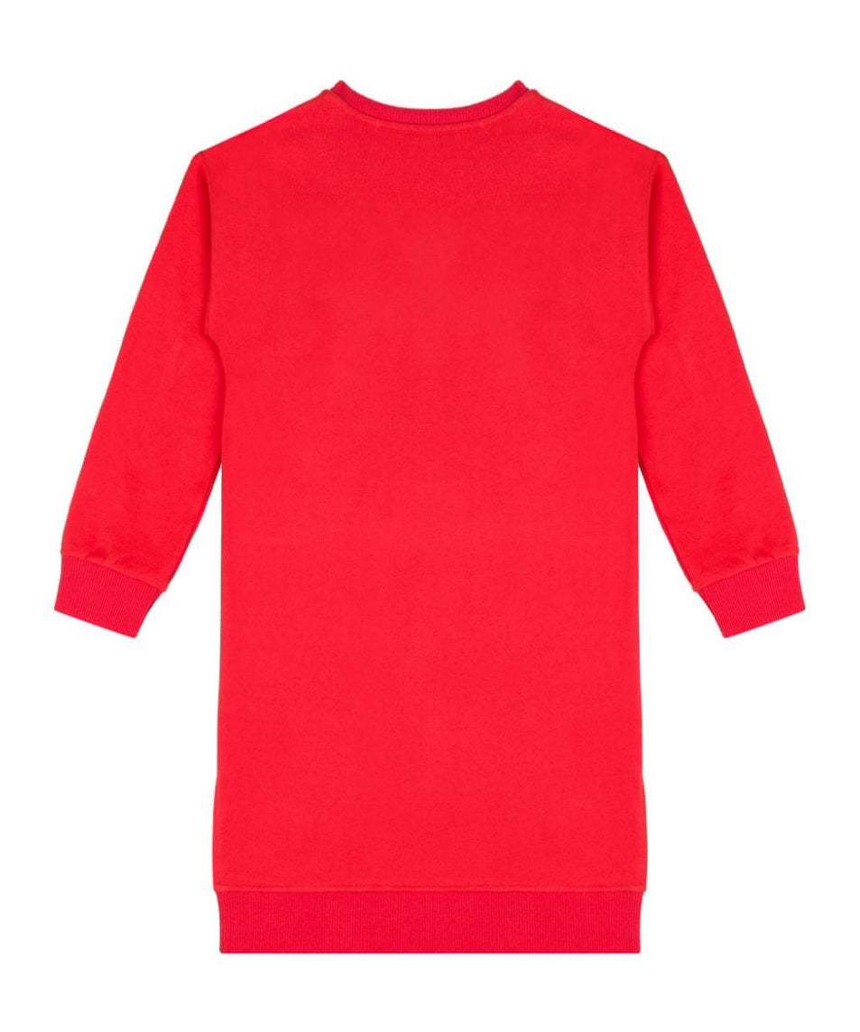 Moschino Kids Abito Rosso con Stampa Logo per Bambine (retro)