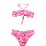 4GIVENESS Costume Bikini a Fascia Fantasia Rainbow Boa Fucsia per Bambine (retro)
