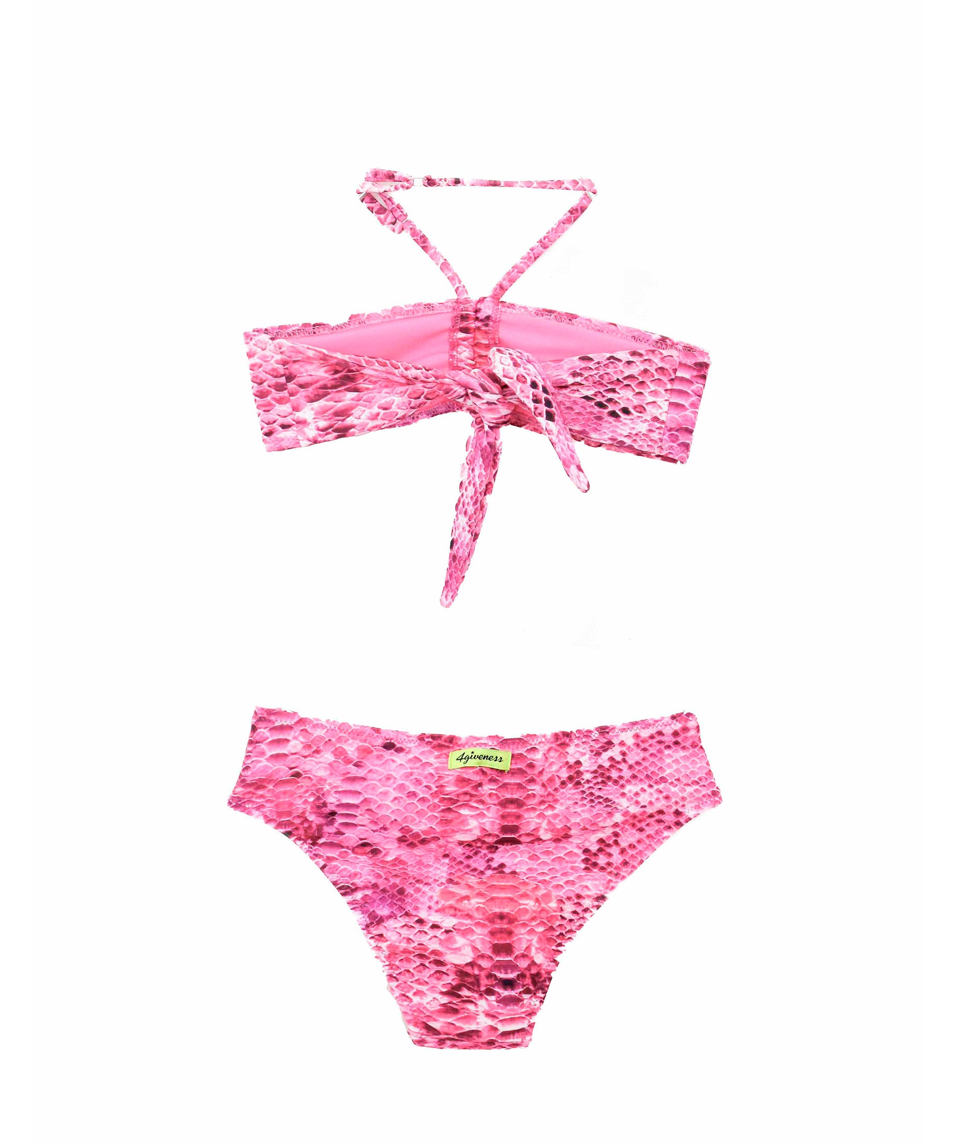 4GIVENESS Costume Bikini a Fascia Fantasia Rainbow Boa Fucsia per Bambine (retro)