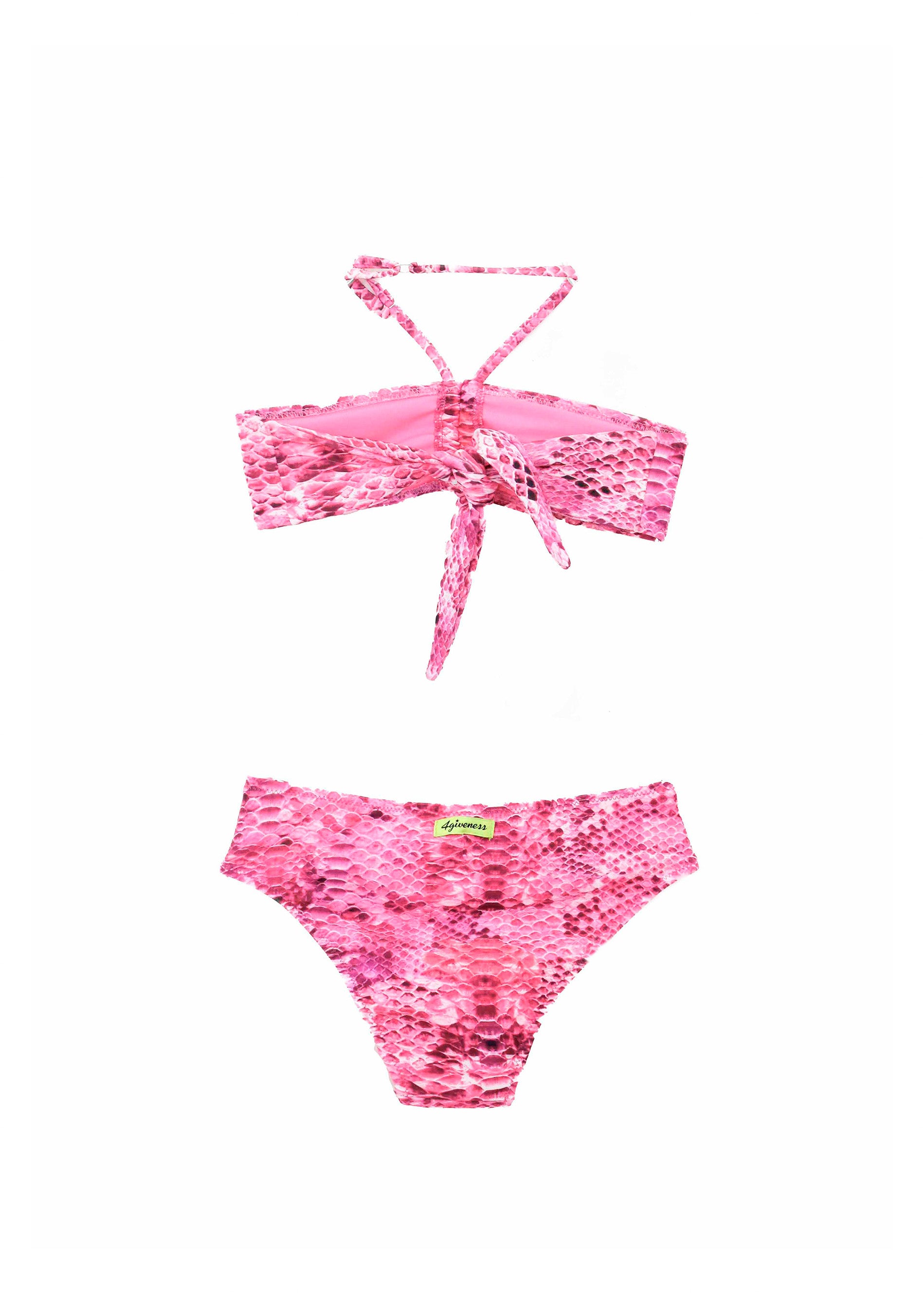 4GIVENESS Costume Bikini a Fascia Fantasia Rainbow Boa Fucsia per Bambine (retro)