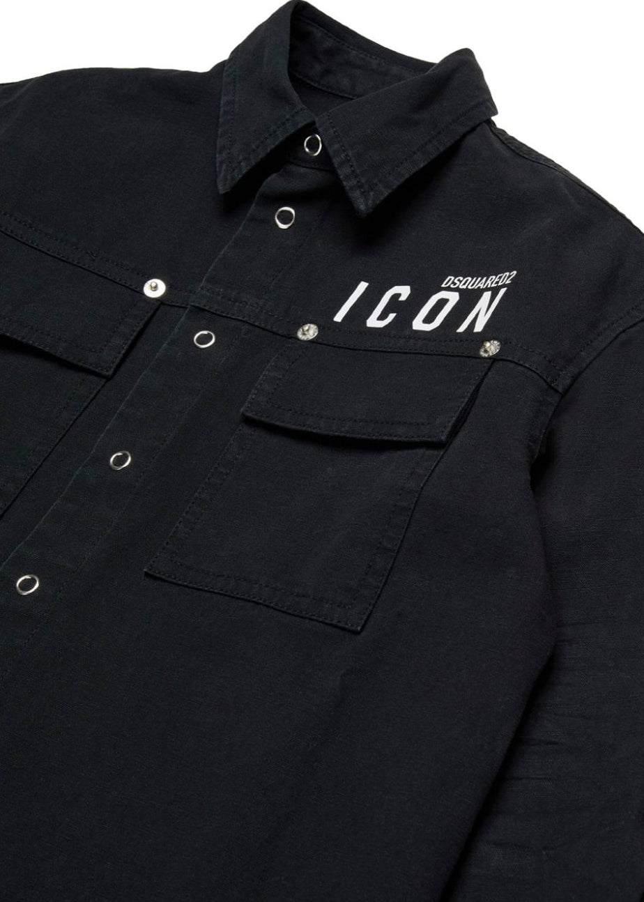 Dsquared2 Kids Camicia Nera ICON per Bambini (dettaglio)