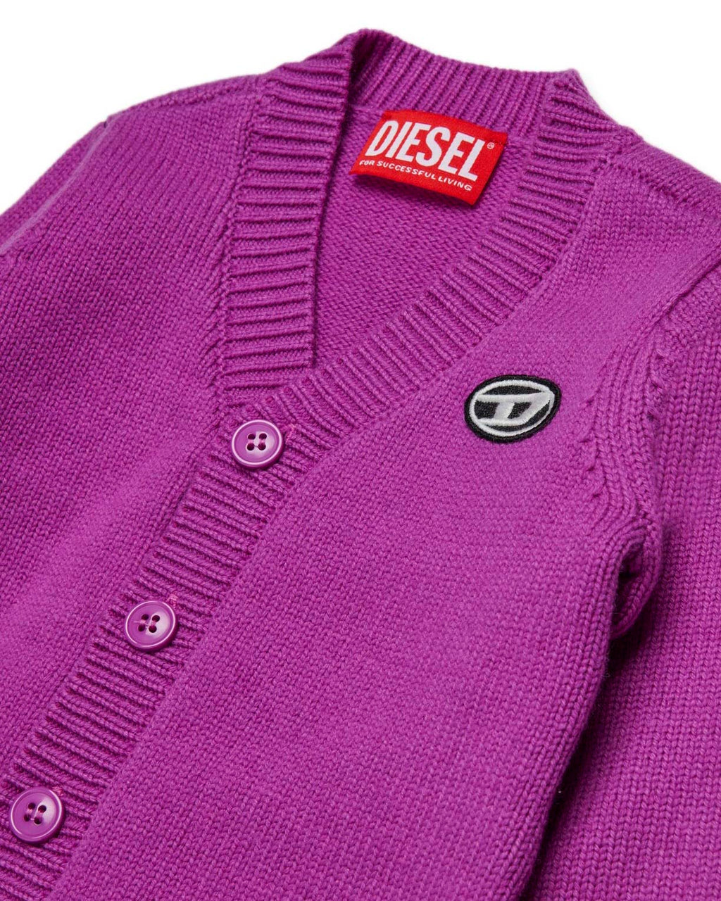 Diesel Kids Cardigan Viola con Oval D per Neonate